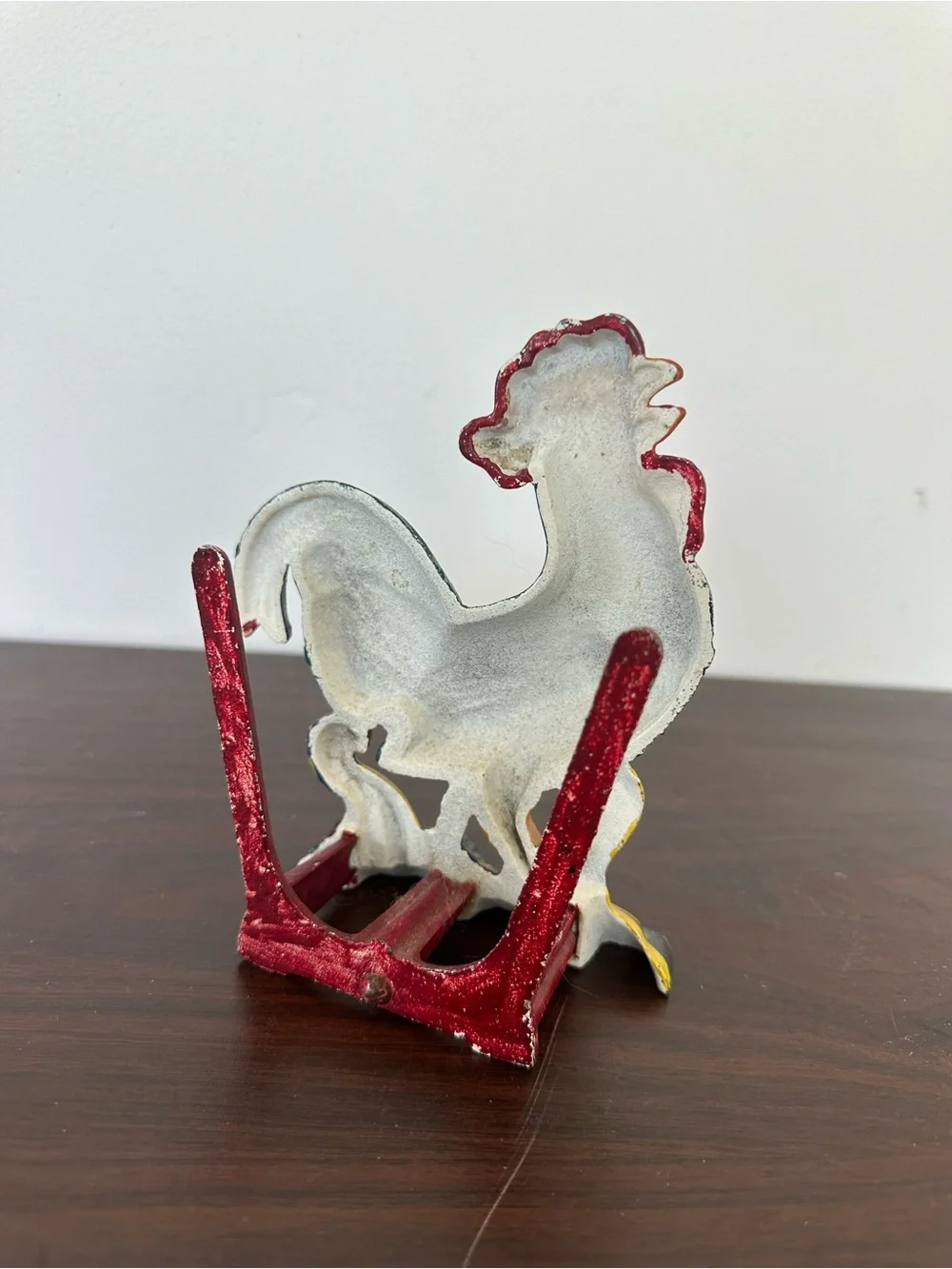 Vintage Multicolor Rooster Napkin Holder - brass